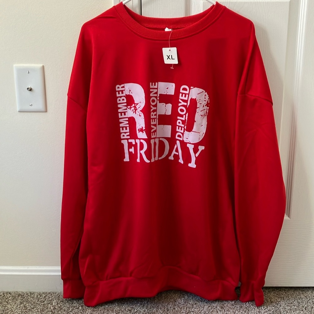 REMEMBER EVERYONE DEPLOYED RED Friday. XL Women’s Crewneck Sweatshirt.